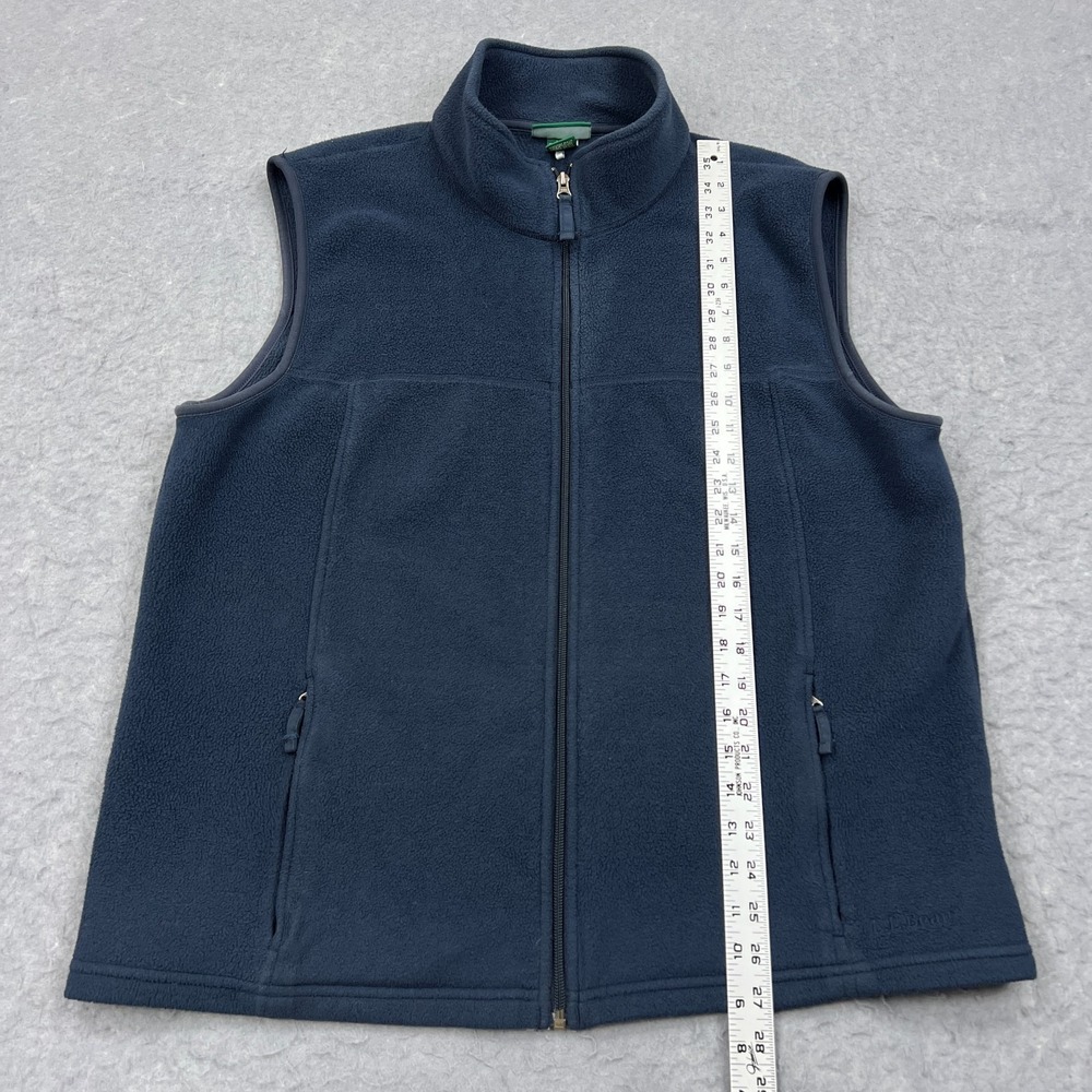LL Bean Vest Men's Large Blue Polar Fleece Full Zip Sleeveless Mock Neck Pockets - Picture 6 of 9